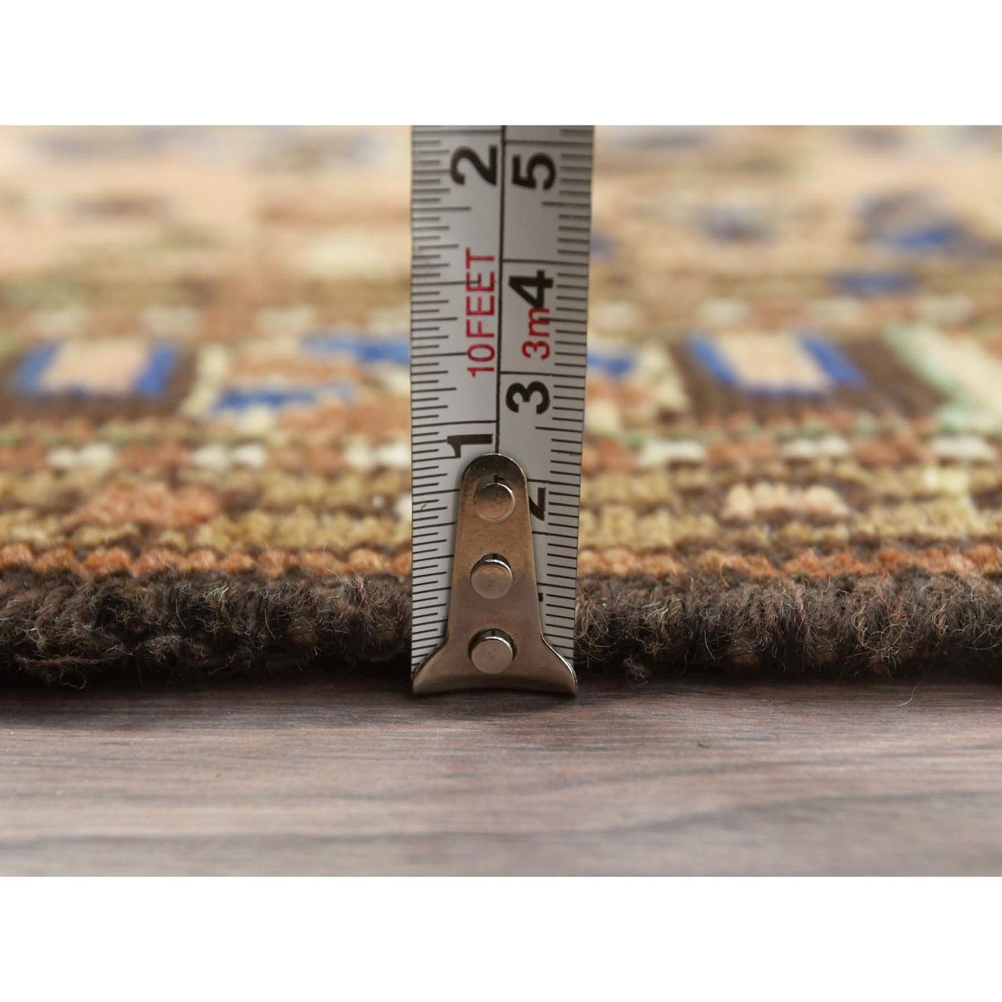 3'5"X13'7" Orange Vintage Farsian Worn Wool Hand Knotted Wide Runner Rug