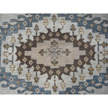 12'X12' Gray Hand Knotted Farsian Geometrical Medallions Wool Round Rug