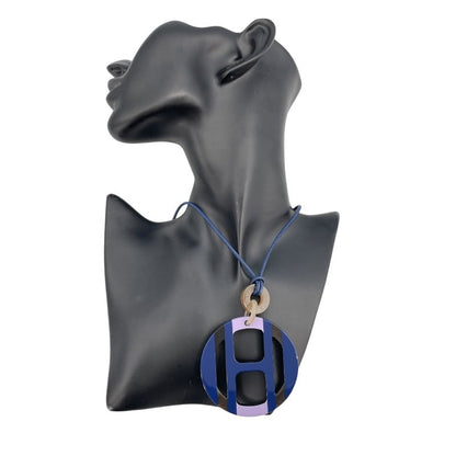 Hermes H Equipe Necklace Lila Sv Clasp Buffalo Horn