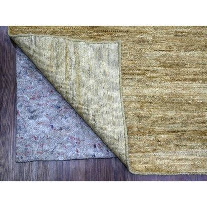 8'X9' Brown Hand Spun Ghazni Wool Solid Pattern Hand Knotted Squarish Rug