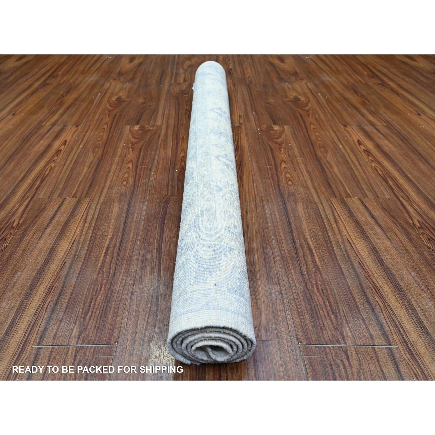 4'1"X5'8" Ivory White Wash Peshawar Faded Colors Wool Hand Knotted Rug