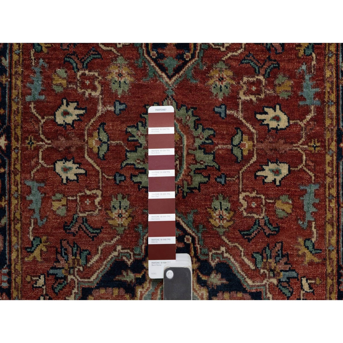 2'7"X10' Red Antiqued Fine Heris Re-Creation Hand Knotted Wool Runner Rug