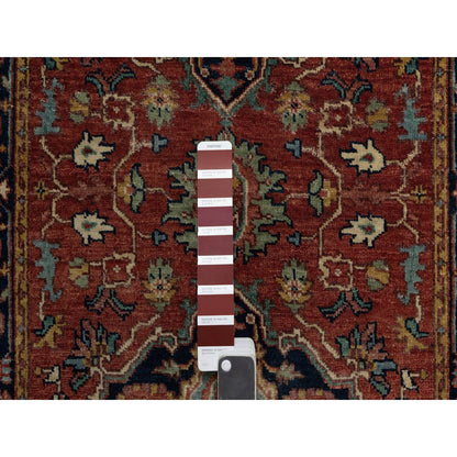 2'7"X10' Red Antiqued Fine Heris Re-Creation Hand Knotted Wool Runner Rug