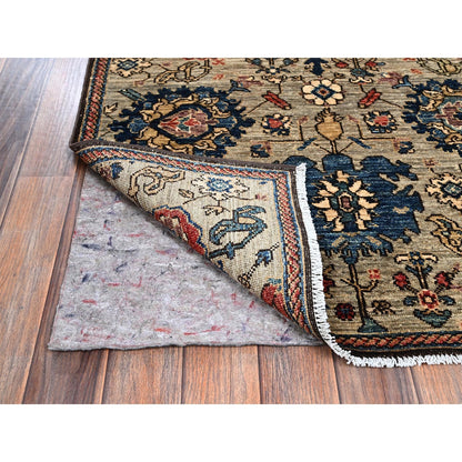 3'X14' Light Brown All Over Design Soft Wool Hand Knotted Runner Rug