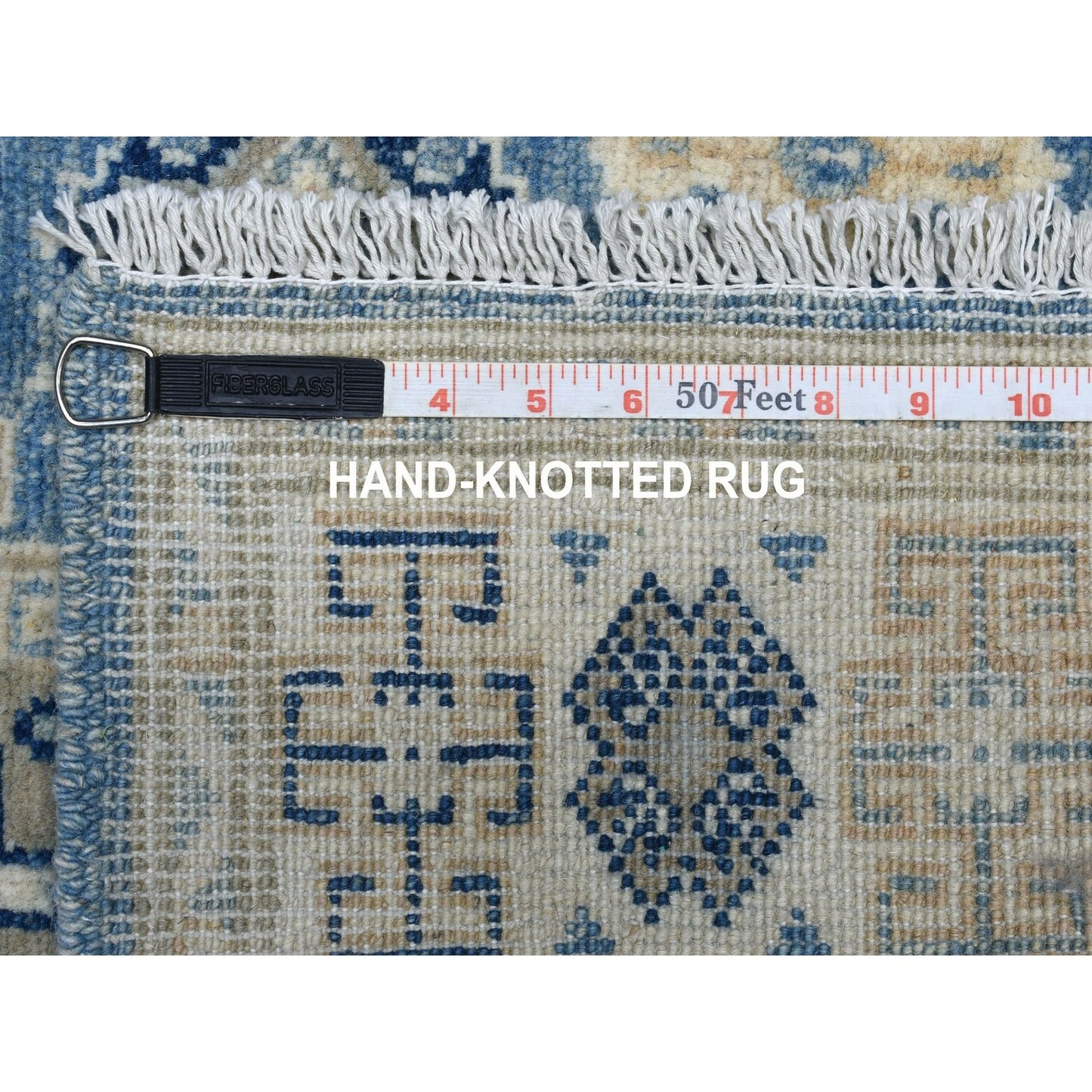 2'8"x9'6" All Over Design Hand Knotted Wool Vintage Look Kazak Runner Rug