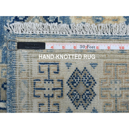 2'8"x9'6" All Over Design Hand Knotted Wool Vintage Look Kazak Runner Rug