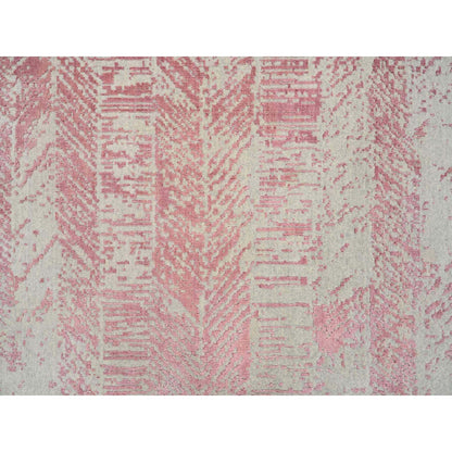 11'10"X17'10" Pink Wool And Art Silk Jacquard Hand Loomed Oversized Rug