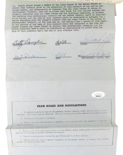 Bert Bell Philadelphia Eagles Signed/Autographed 1958 Contract Jsa 160875