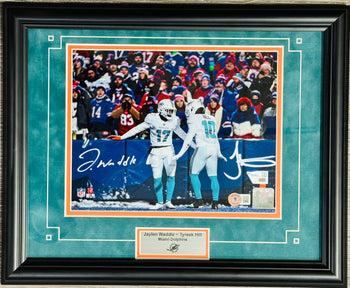 Tyreek Hill & Jaylen Waddle Autographed 8X10 Framed Photo (Beckett/Fanatics)