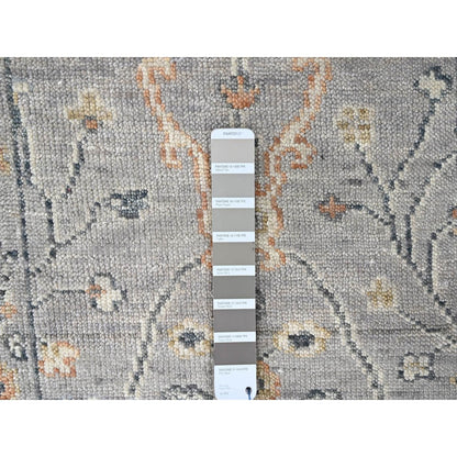 2'3"X11'2" Gray Oushak Design Soft Velvety Wool Hand Knotted Runner Rug