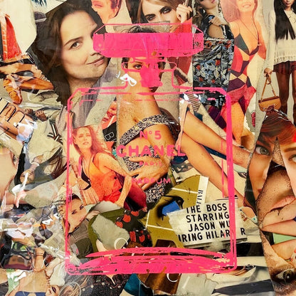 Shane Bowden Chanel Pink N5 Signed Unique Painting Mixed Media Graffiti Art