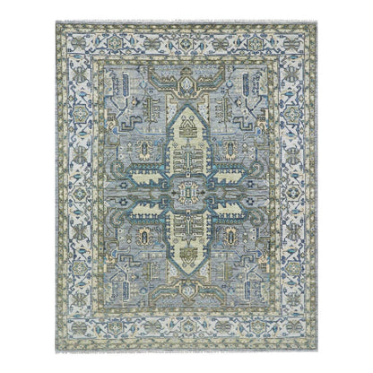 8'X10'1" Storm Gray Lush Pile Hand Knotted Oushak Weave 100% Wool Rug