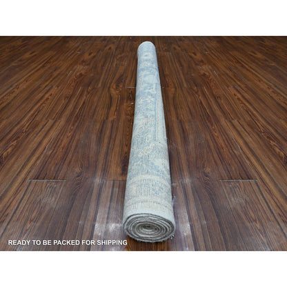 6'1"X9'4" Cadet Gray Wool Weft Afghan Angora Oushak Oriental Rug
