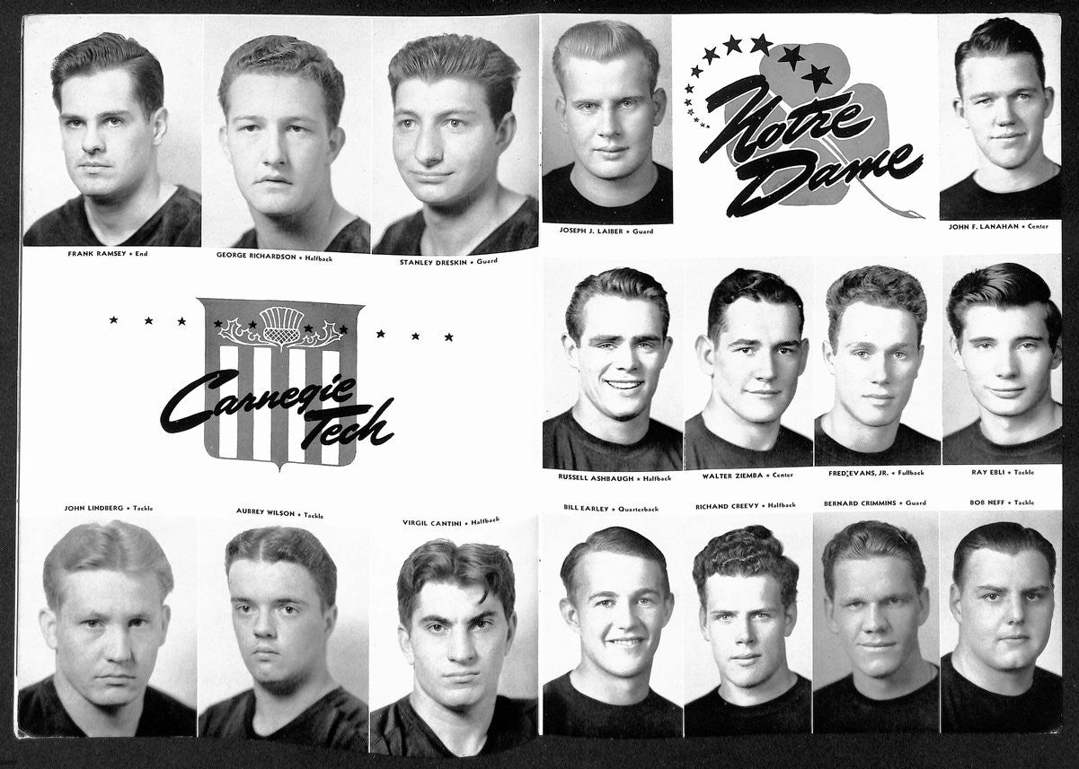 1941 Carnegie Tech Vs Notre Dame Vintage College Football Game Program 194612