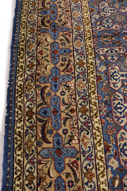 Vintage Blue Wool Oriental Rug Allover Floral