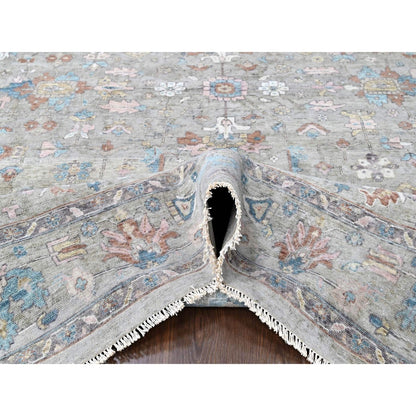 8'6"X11'3" Light Brown Antiqued Tebraz Design Pure Wool Hand Knotted Rug