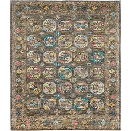 8'5"X10' Covert Green Kazak Dense Weave Tribal Medallion Oriental Rug