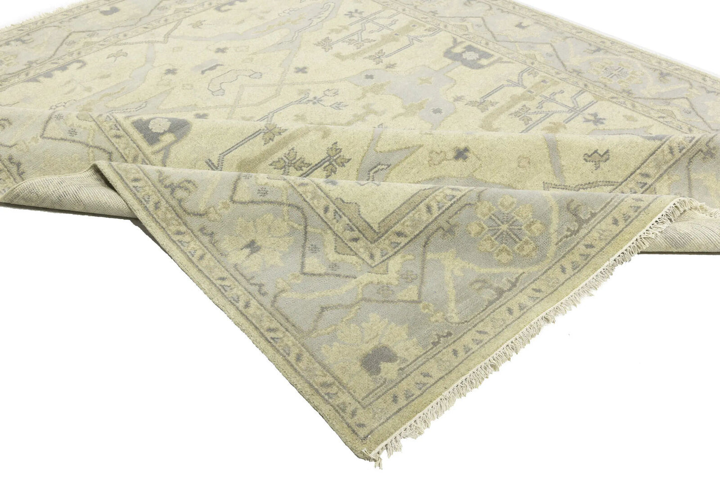 Large Handmade Oushak Oriental Rug Floral Design