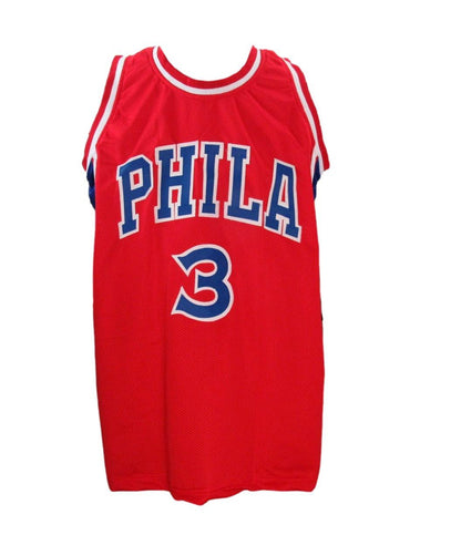 Allen Iverson Hof Autographed Red Custom Basketball Jersey 76Ers Beckett 196719
