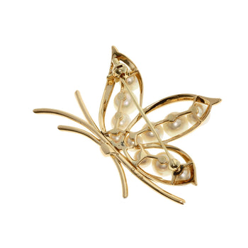 Mikimoto Pearl Pearl Brooch K14 Yellow Gold