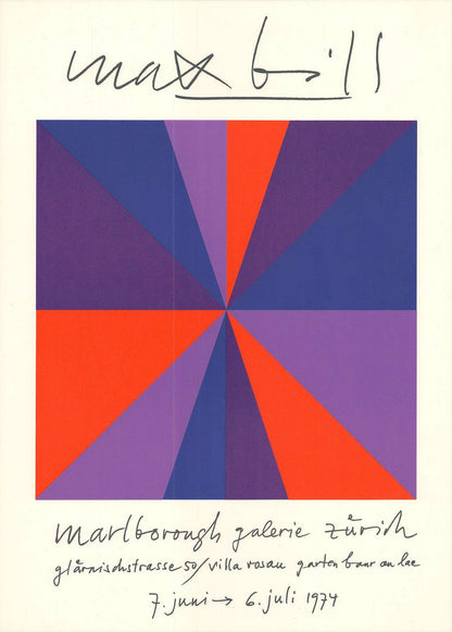 Contemporary Lithograph 1974 27.5" x 19.75" from MAX BILL Marlborough Galerie Zurich