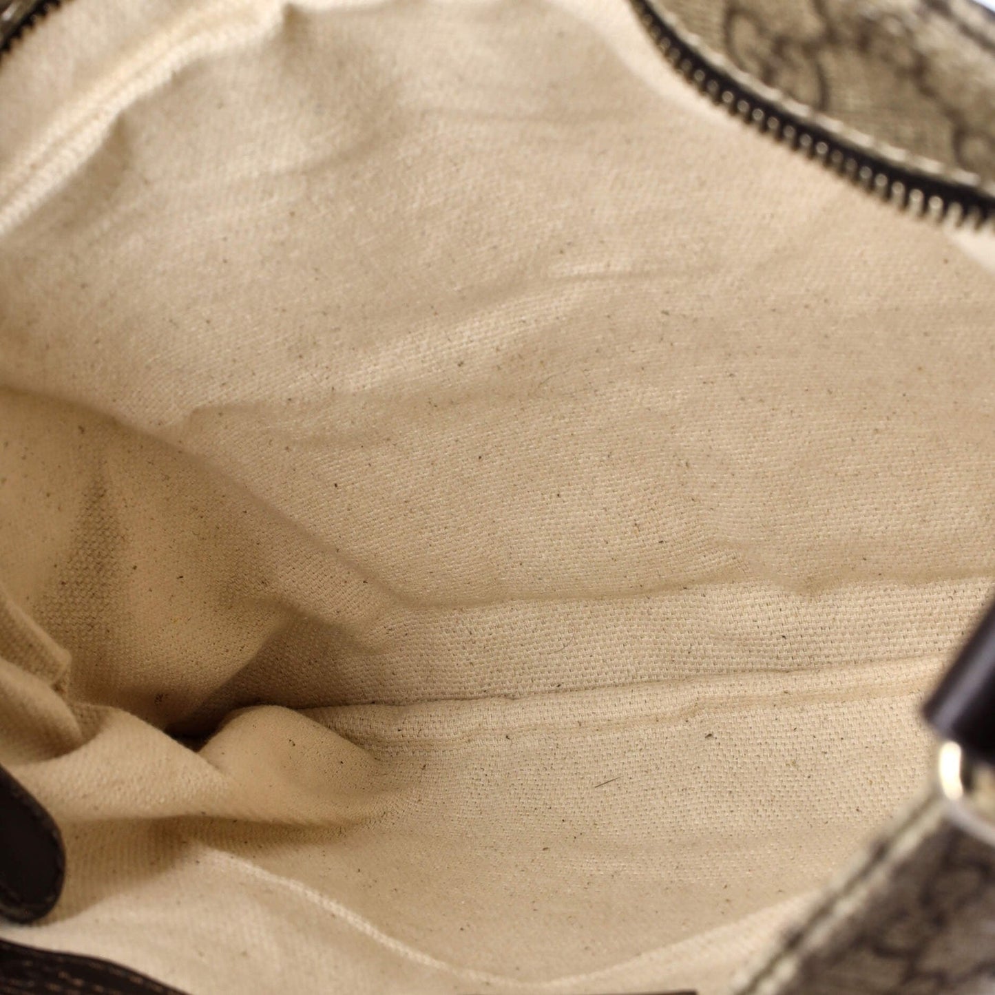 Gucci Front Zip Flat Messenger Bag Gg Coated Canvas Medium