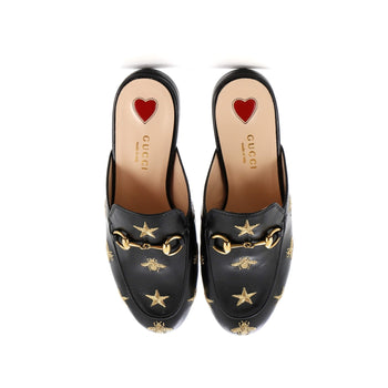 Gucci Women'S Princetown Mules Embroidered Leather