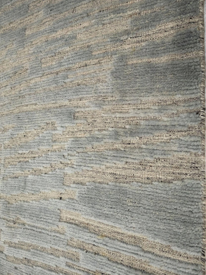 Bas-Relief Modern Gray Wool Hand-Knotted 6X9 Ft