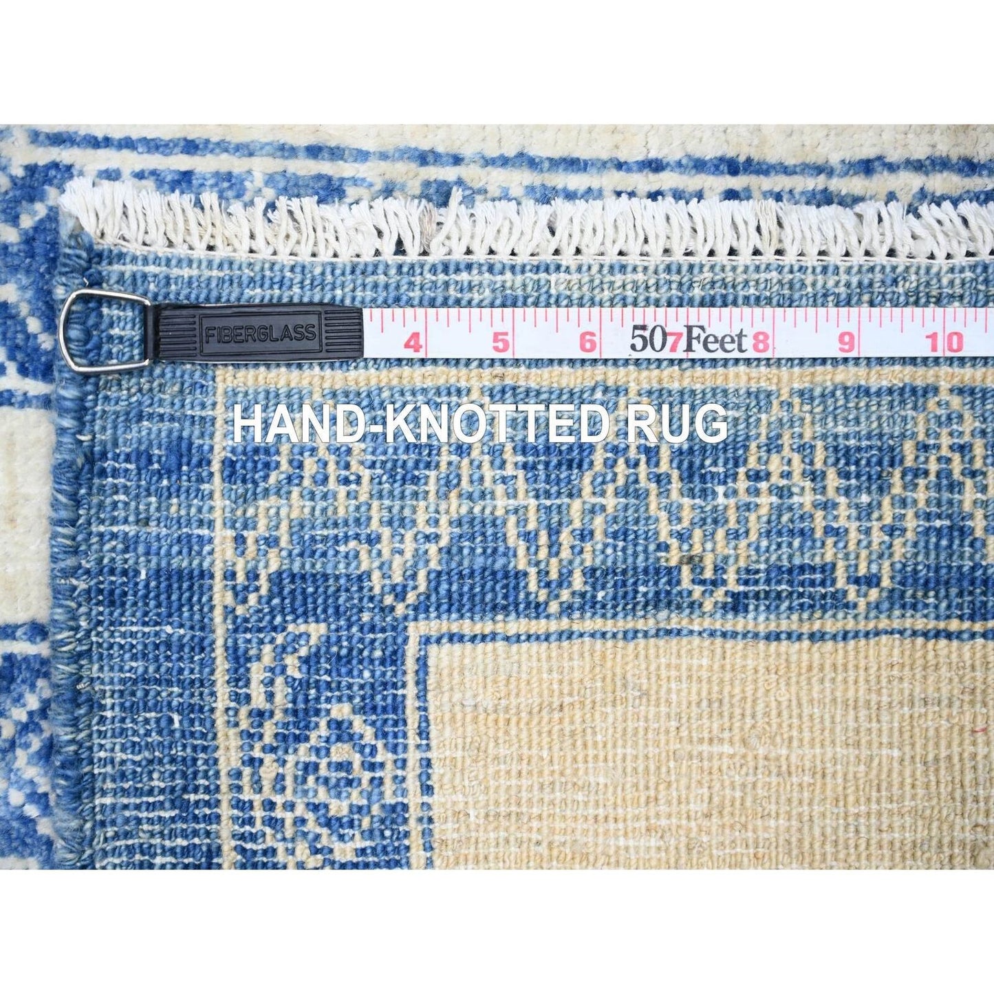 6'X8'7" Denim Blue Wool Hand Knotted Finer Peshawar Oriental Rug