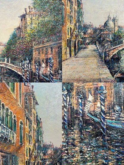 Guy Dessapt (France) Venice Landscape Painting Oil Canvas Signed Framed Coa