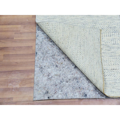 2'6"X6' Gray Hand Knotted Grass Design Modern Undyed Wool Runner Rug