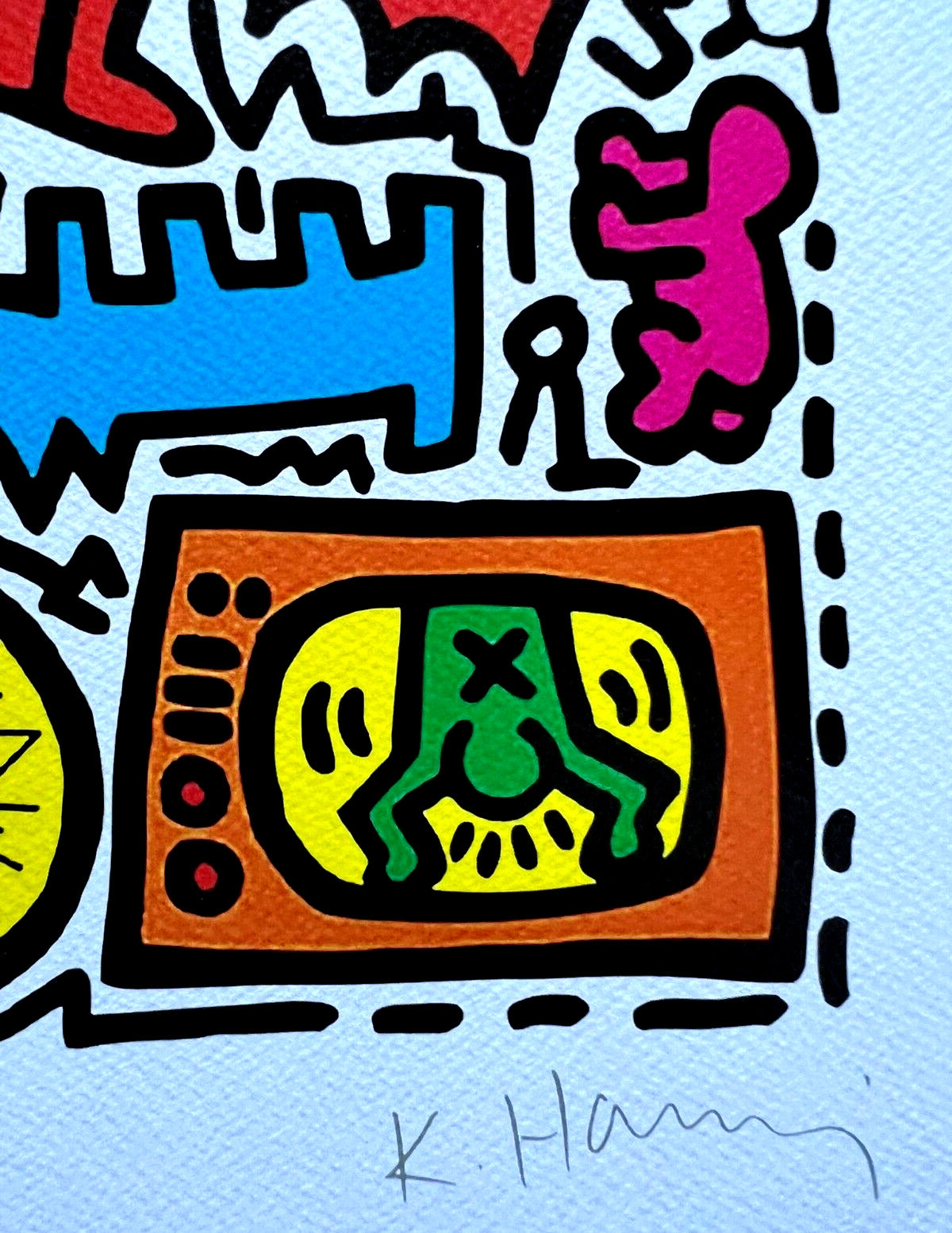 Keith Haring Lithograph Certified Coa "Pop Shop