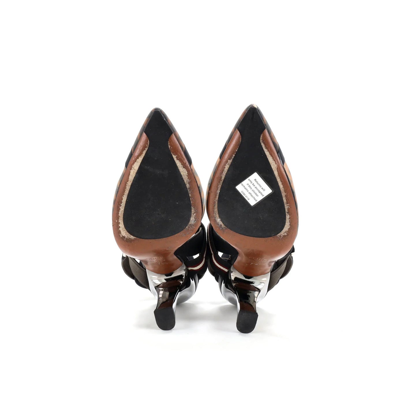 Fendi Women'S Colibri Slingback Pumps Zucca Mesh