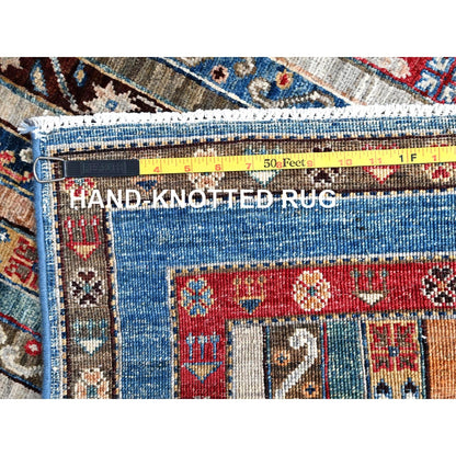 2'10"X9'9" Frosted Almond Ivory Super Kazak Shawl Hand Knotted Runner Rug