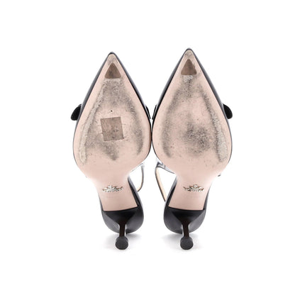 Prada Women'S Pointed Toe Slingback Pumps Spazzolato Leather