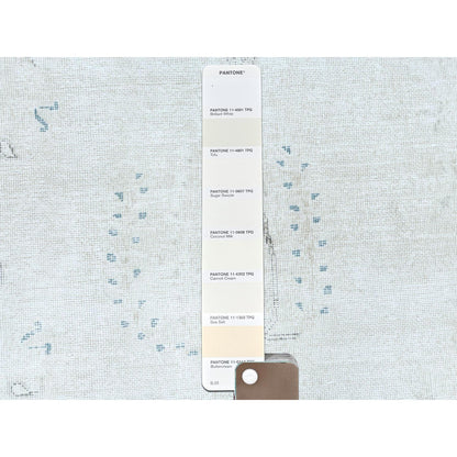9'6"X12'9" Ivory Hand Knotted Wool Shabby Chic Distressed Old Farsian Rug