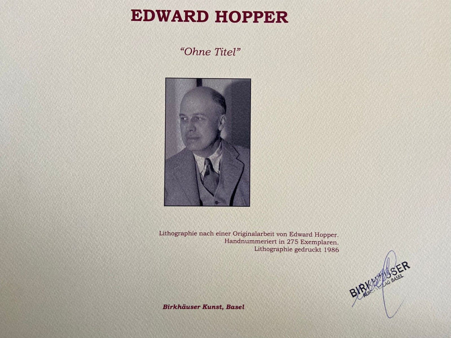 Edward Hopper Lithograph Coa Signed Numbered Stamp - Lucian Freud