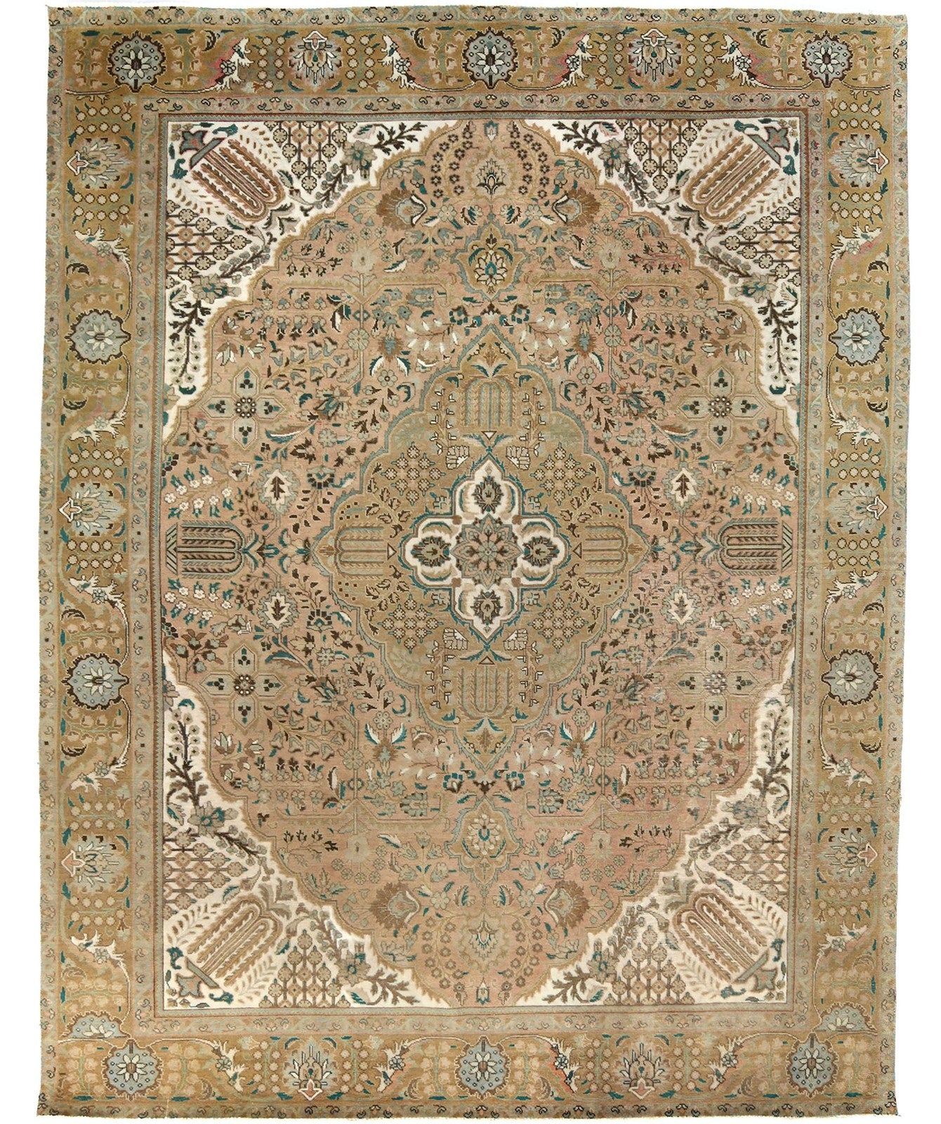 Antique 10X13 Distressed Vintage Oriental Rug Muted Floral Carpet Living Room