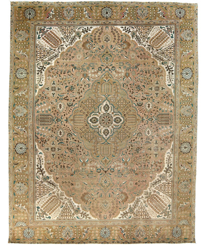 Antique 10X13 Distressed Vintage Oriental Rug Muted Floral Carpet Living Room