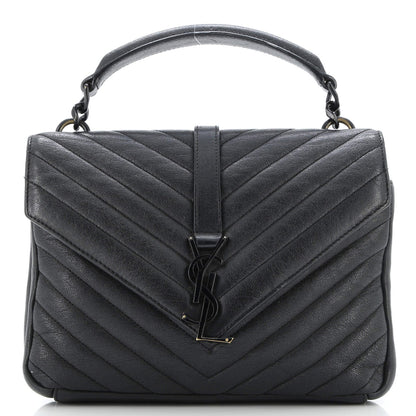 Saint Laurent Classic Monogram College Bag Matelasse Chevron Leather Medium