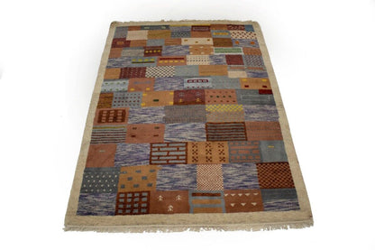 Handmade Tribal Checker Design Indo-Gabbeh Rug