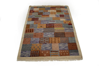 Handmade Tribal Checker Design Indo-Gabbeh Rug