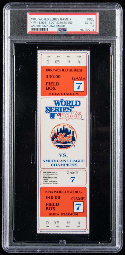 1986 World Series Game 7 Full Ticket Clincher Mets 8 Vs. Red Sox 5 Psa 6 195430