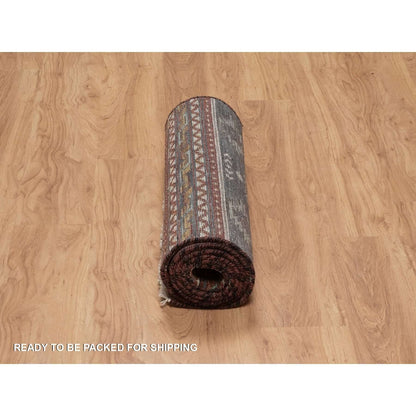2'7"X7'10" Red Southwest Design Wool Hand Knotted Runner Piled Rug