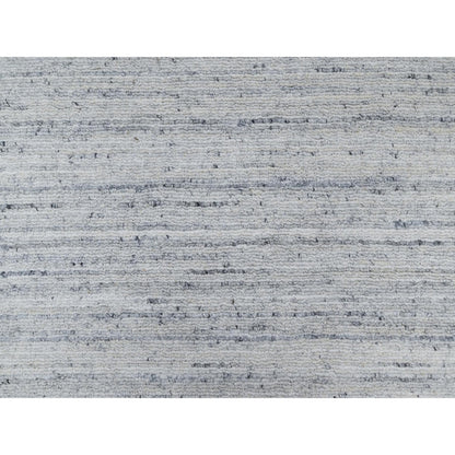 2'7"X8' Ice Gray Modern Striae Design Natural Wool Hand Loomed Runner Rug