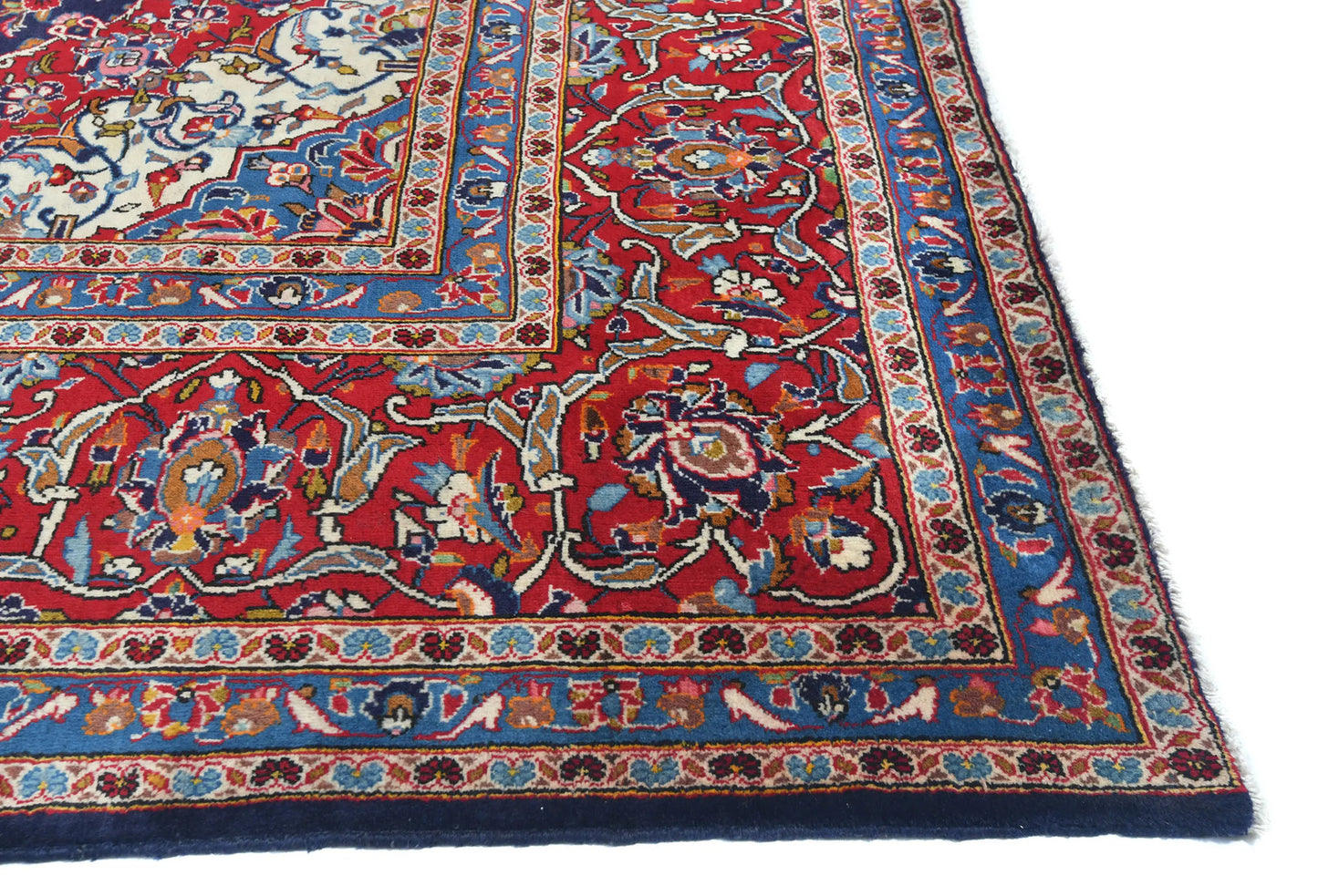 Hand knotted oriental rug navy purple floral traditional vintage carpet