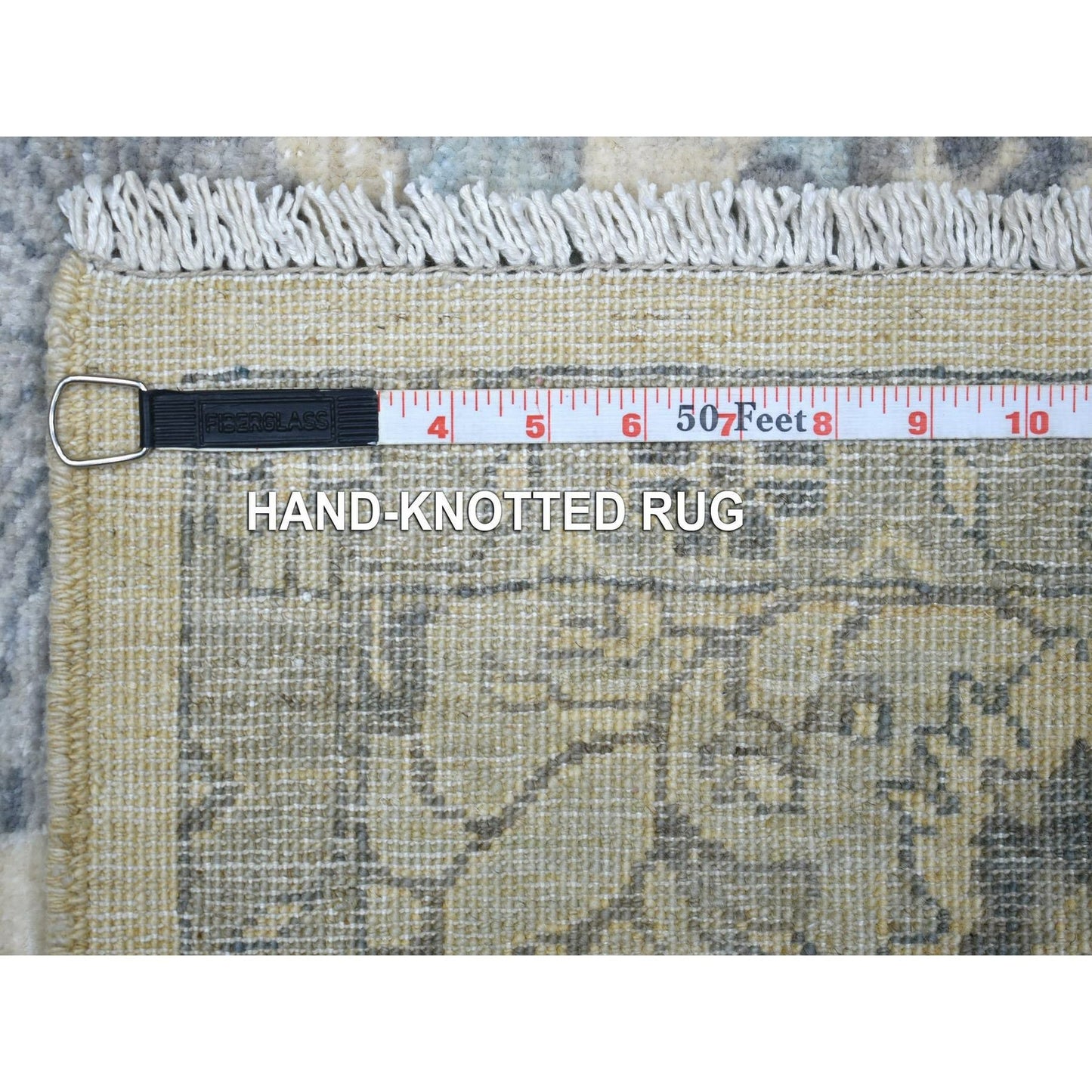 6'2"X8'9" Ivory Pure Wool Hand Knotted Densely Woven Fine Peshawar Rug