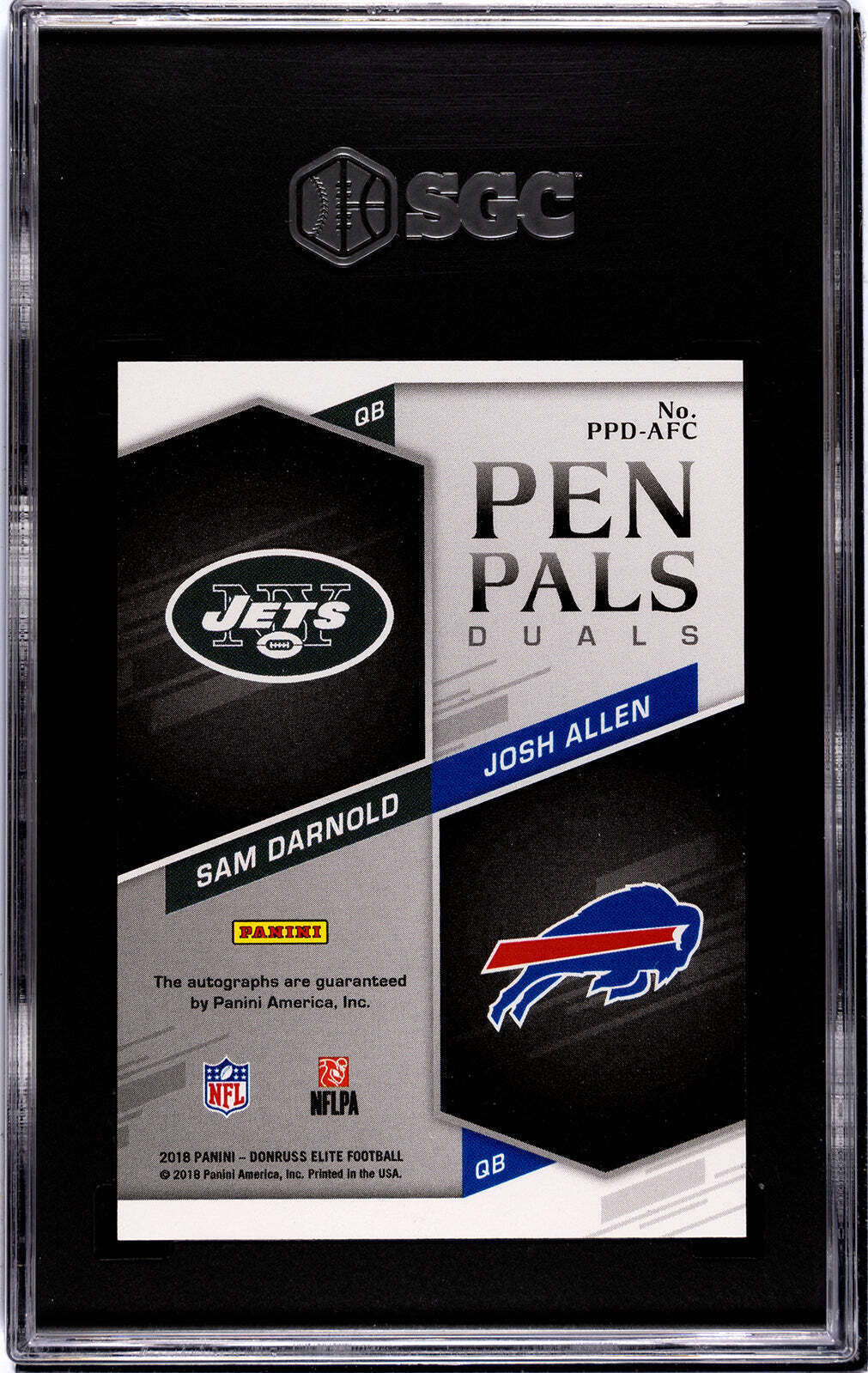 Josh Allen/Sam Darnold 2021 Panini Elite Pen Pals Duals #Ppd-Afc Sgc 9.5 Card