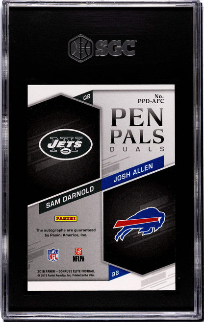 Josh Allen/Sam Darnold 2021 Panini Elite Pen Pals Duals #Ppd-Afc Sgc 9.5 Card