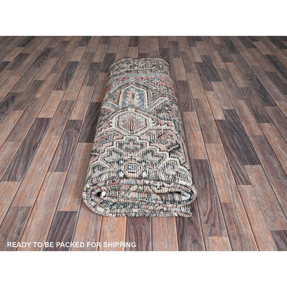 8'7"X12'3" Blush Red Vintage Zoroastrian Heris Pure Wool Hand Knotted Rug